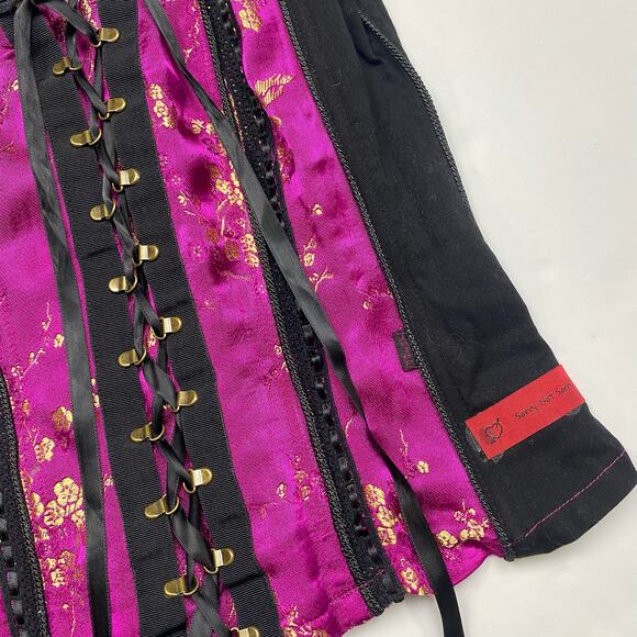 Y2k Tripp NYC oriental flower blossom lace halter corset top size S - Picture 3 of 4